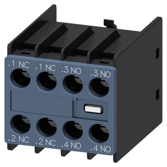 SIEMENS 3RH2911-1HA22 AUX.SWITCH BLOCK,FRONT,2NO+2NC, CURR.PATH: 1NC, 1NC, 1NO, 1NO, F. CONT. RELAYS A. MOTOR CONT., 3RT2 SCREW TERMINAL .1 / .2,.1 / .2,.3 / .4,.3 / .4