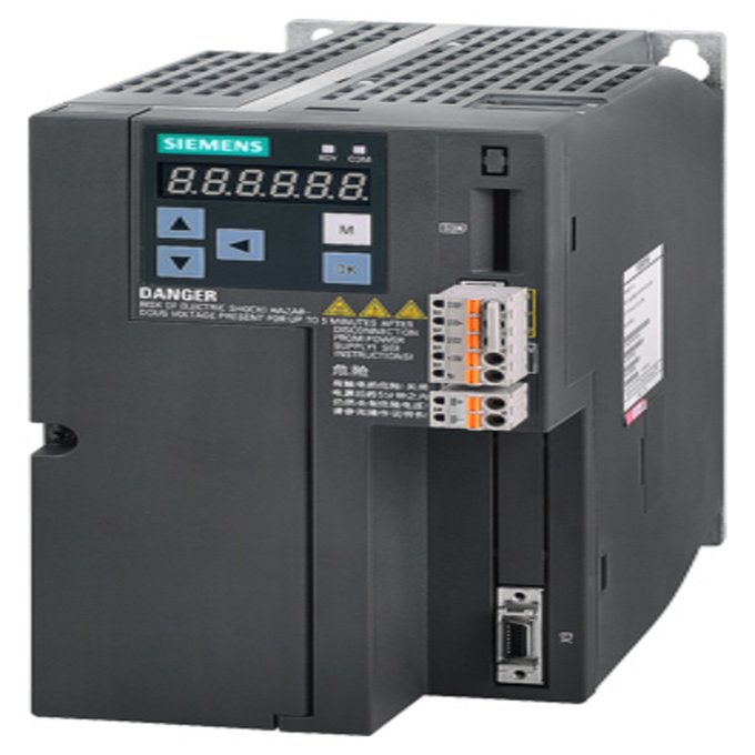 SIEMENS 6SL3210-5DE16-0UA0 SINAMICS V70 EINGANGSSPANNUNG: 380-480 V 3 A - 15 %/+ 10 % 5,8 A 45-66 HZ AUSGANGSSPANNUNG: 0 – EINGANGSS 4,6 A 0-330 HZ MOTOR: 1,5 KW SCHUTZART: IP20