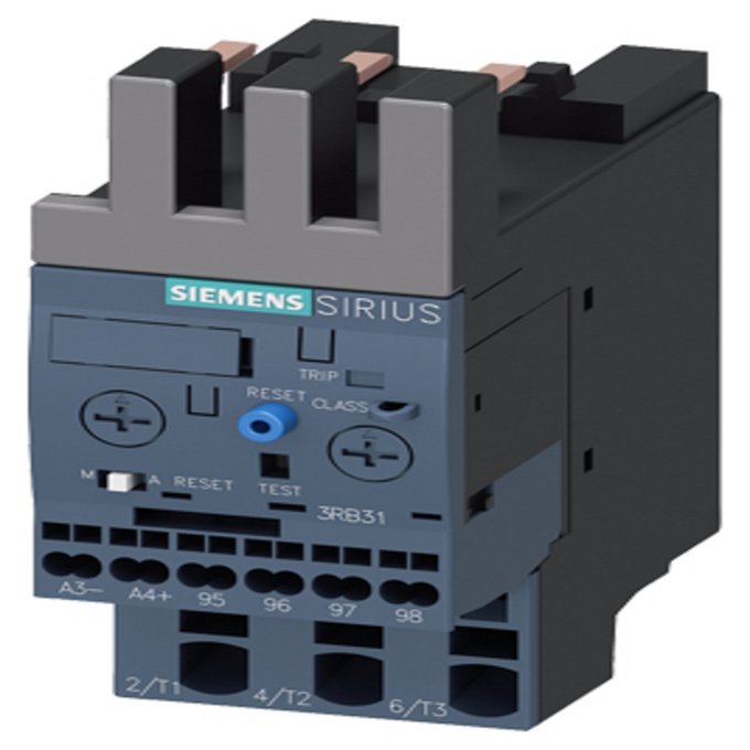 SIEMENS 3RB3123-4RE0 OVERLOAD RELAY 0.1...0.4 A FOR MOTOR PROTECTION SIZE S0, CLASS 5...30 CONTACTOR ASS. MAIN CIRCUIT: SPR.-LOAD.TERM. AUX.CIRCUIT: SPR.-LOAD.TERM. MANUAL