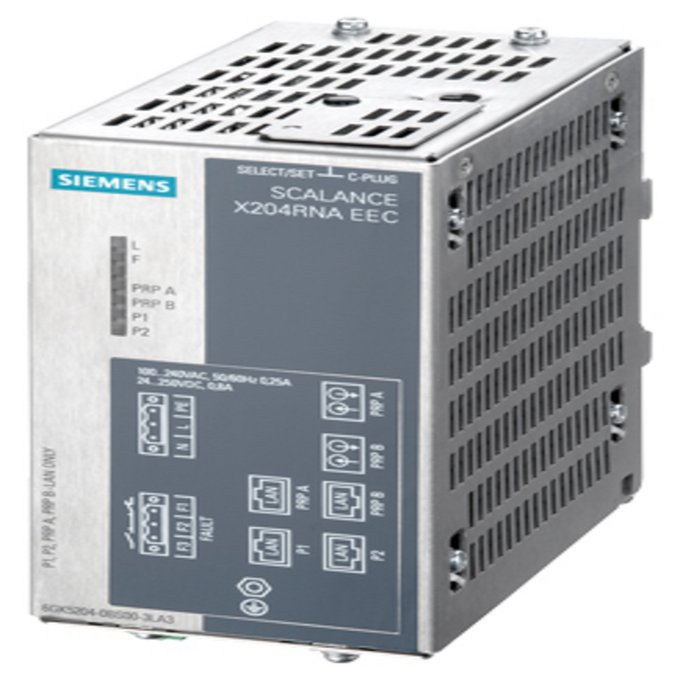 SIEMENS 6GK5204-0BS00-3LA3 SCALANCE X204RNA EEC; REDUNDANT NETWORK ACCESS FOR PRP NETWORKS; 2 X 100MBIT/S RJ45 PORTS; 2 X 100MBIT/S COMBO-PORTS; LED-DIAGNOSTICS; FAULT SIGNAL CO