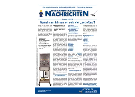 Titelseite EICHLER Instandhaltungsnachrichten 2012/03