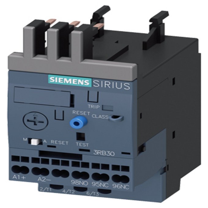 SIEMENS 3RB3016-2RE0 OVERLOAD RELAY 0.1...0.4 A FOR MOTOR PROTECTION SIZE S00, CLASS 20 CONTACTOR ASS. MAIN CIRCUIT: SPR.-LOAD.TERM. AUX.CIRCUIT: SPR.-LOAD.TERM. MANUAL-AU