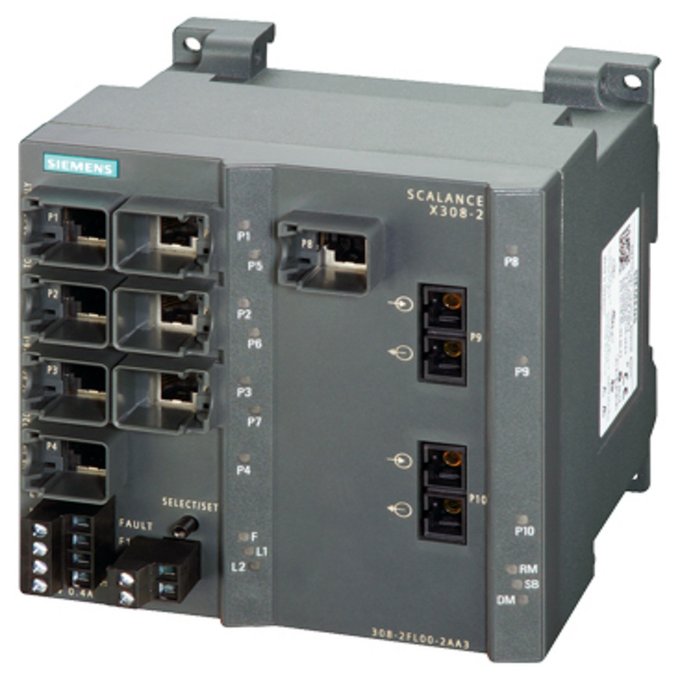 SIEMENS 6GK5308-2FL10-2AA3 SCALANCE X308-2, MANAGED PLUS IE SWITCH, 2X 1000 MBIT/S MM SC 1X 10/100/1000 MBIT/S UND 7X 10/100 MBIT/S RJ45 PORTS, LED-DIAGNOSE, FEHLERMELDE- KONTAK