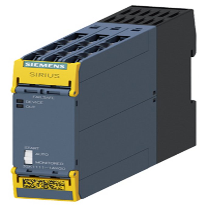 SIEMENS 3SK1111-1AW20 SIRIUS SAFETY RELAY STANDARD SERIES DEVICE RELAY ENABLING CIRCUITS 3 NO CONTACTS + RELAY SIGNALING CIRCUIT 1 NC CONTACT US = 110 - 240 V DC/AC 50/60 H