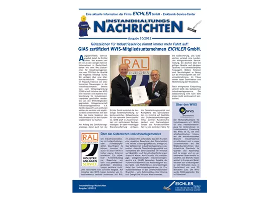 Titelseite EICHLER Instandhaltungsnachrichten 2012/10