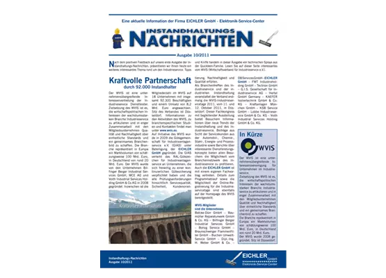 Titelseite EICHLER Instandhaltungsnachrichten 2011/10