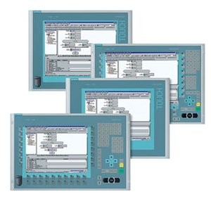 Collage vier Siemens Simatic HMI Touch Panels übereinander