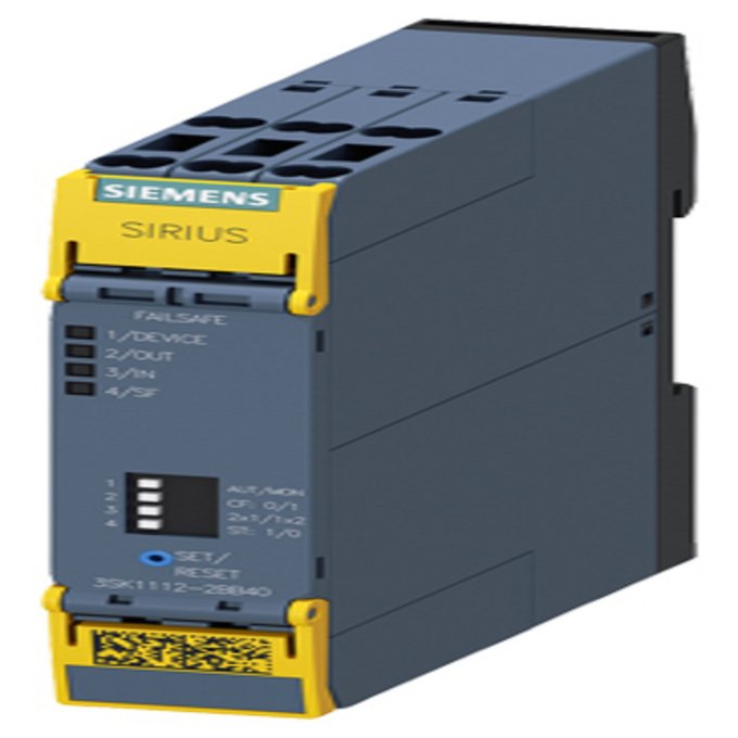 SIEMENS 3SK1112-2BB40 SIRIUS SAFETY RELAY STANDARD SERIES DEVICE ELECTRONIC OUTPUTS 2 ENABLING CIRCUITS + 1 SIGNALING CIRCUIT US = 24 V DC SPRING-LOADED TERMINAL