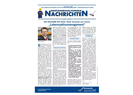 Titelseite EICHLER Instandhaltungsnachrichten 2012/06