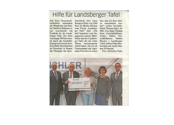 Landsberger Tagblatt EICHLER spendet für Landsberger Tafel