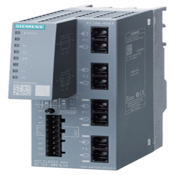 SIEMENS 6GK5100-4AW00-2FA2 SCALANCE XC100-4OBR; OPTISCHES BYPASS RELAIS; LED-DIAGNOSE; FEHLERMELDE- KONTAKT UND SET-TASTER; REDUNDANTE SPANNUNGSVERSORGUNG; INKL. ELEKTRON. HANDB