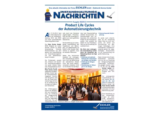 Titelseite EICHLER Instandhaltungsnachrichten 2013/06