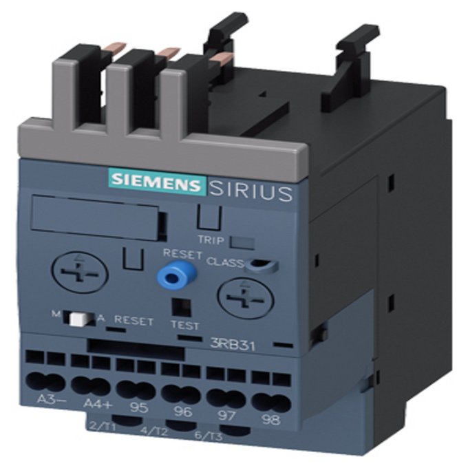 SIEMENS 3RB3113-4RE0 OVERLOAD RELAY 0.1...0.4 A FOR MOTOR PROTECTION SIZE S00, CLASS 5...30 CONTACTOR ASS. MAIN CIRCUIT: SPR.-LOAD.TERM. AUX.CIRCUIT: SPR.-LOAD.TERM. MANUA