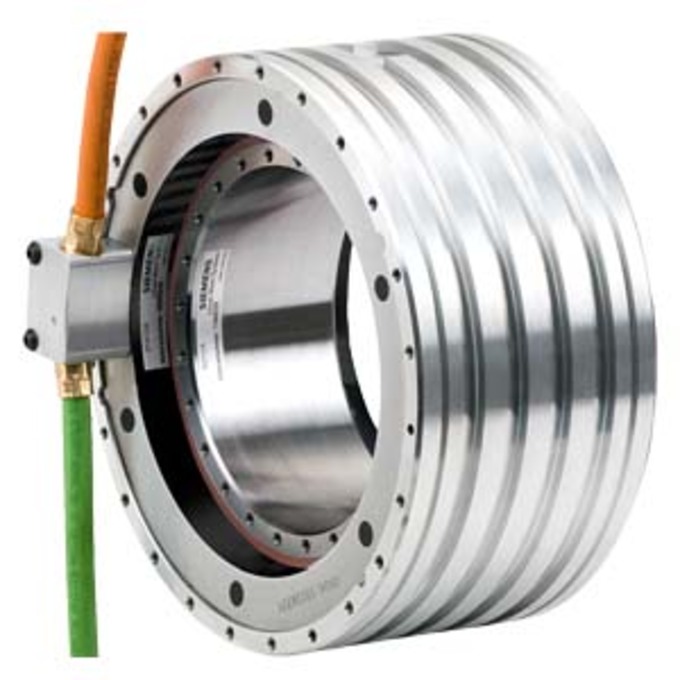 SIEMENS 1FW6090-0NB07-0KC2 SIMOTICS T TORQUE-MOTOR; KOMPONENTEN 3-PHASEN-SYNCHRONM..; AEUSSERER KUEHLMANTEL; TANGENTIALER LEITUNGSABGANG; DURCHM. 230MM; LAENGE 110MM; MAX. MOM 2