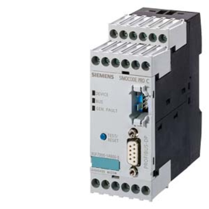 SIEMENS 3UF7000-1AU00-0 GRUNDGERAET SIMOCODE PRO C, PROFIBUS DP-SCHNITTSTELLE 12 MBIT/S, RS-485, 4E/3A FREI PARAMETRIERBAR, US: 110...240 V AC/DC, EINGANG FUER THERMISTORANSC