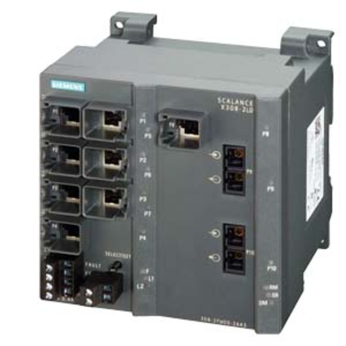 SIEMENS 6GK5308-2FM10-2AA3 SCALANCE X308-2LD, MANAGED PLUS IE SWITCH, 2X 1000 MBIT/S SM SC, 1X 10/100/1000 MBIT/S, 7X 10/100 MBIT/S RJ45 PORTS, LED-DIAGNOSE, FEHLERMELDE- KONTAK